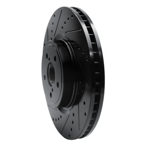 Subaru Outback Brake Rotor (1) - Front Left - R1 Concepts - Drilled & Slotted - Black - `05-`18